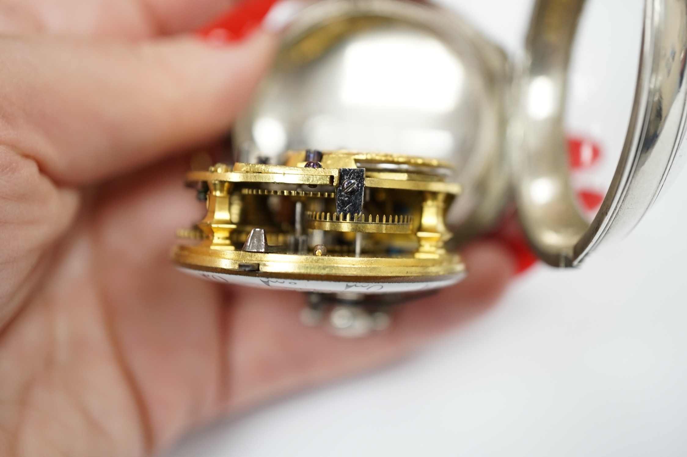 A late 18th century French white metal keywind verge open face pocket watch for the Turkish market, by Jn. Leroy of Paris, the signed movement numbered 10791, case diameter 50mm.